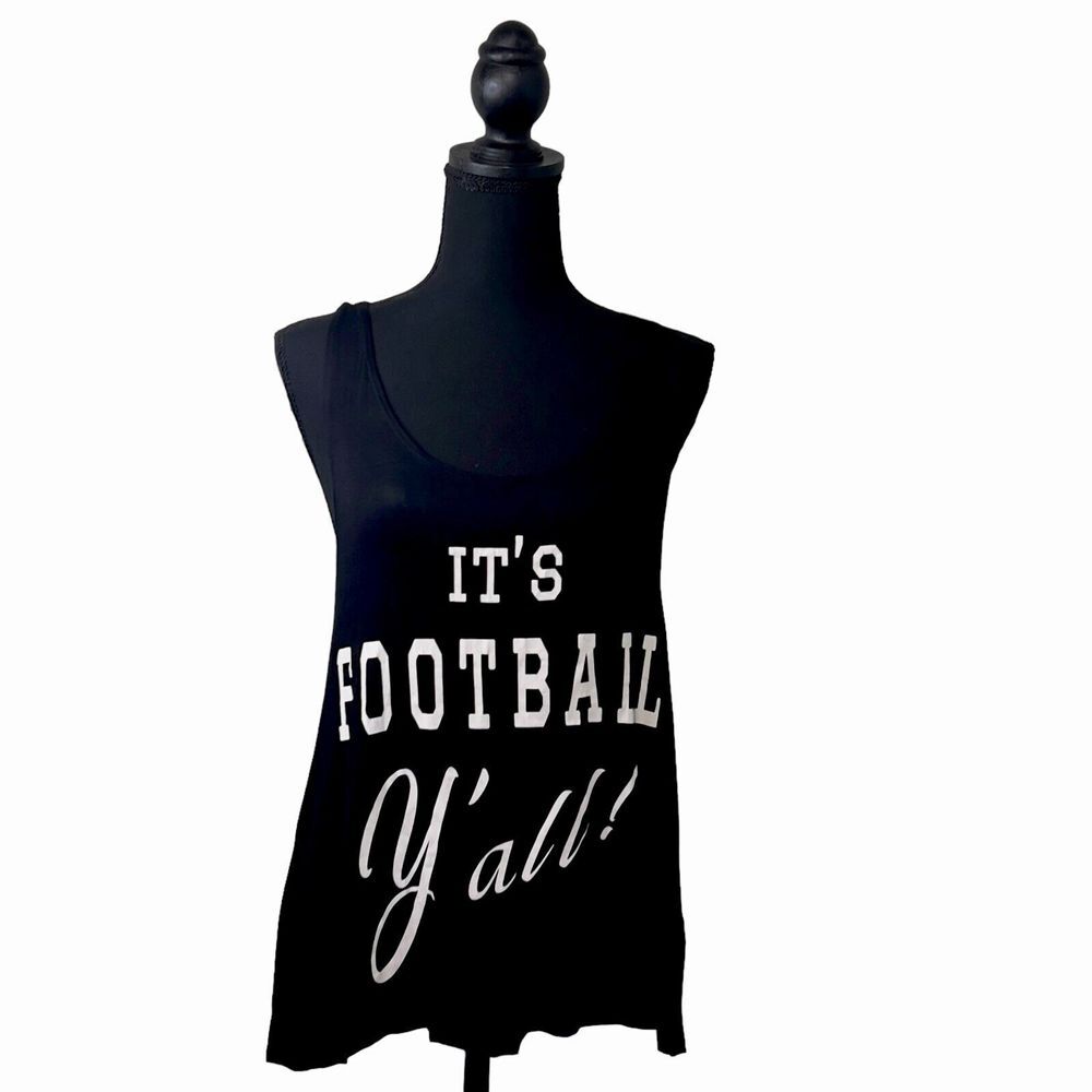 Triumph USA Size‎ Small Black T-shirt Tank "It's Football Y'all!" Stretch Flare